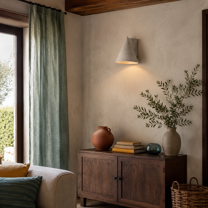 Wandlamp met textuur in een modern rustiek interieur