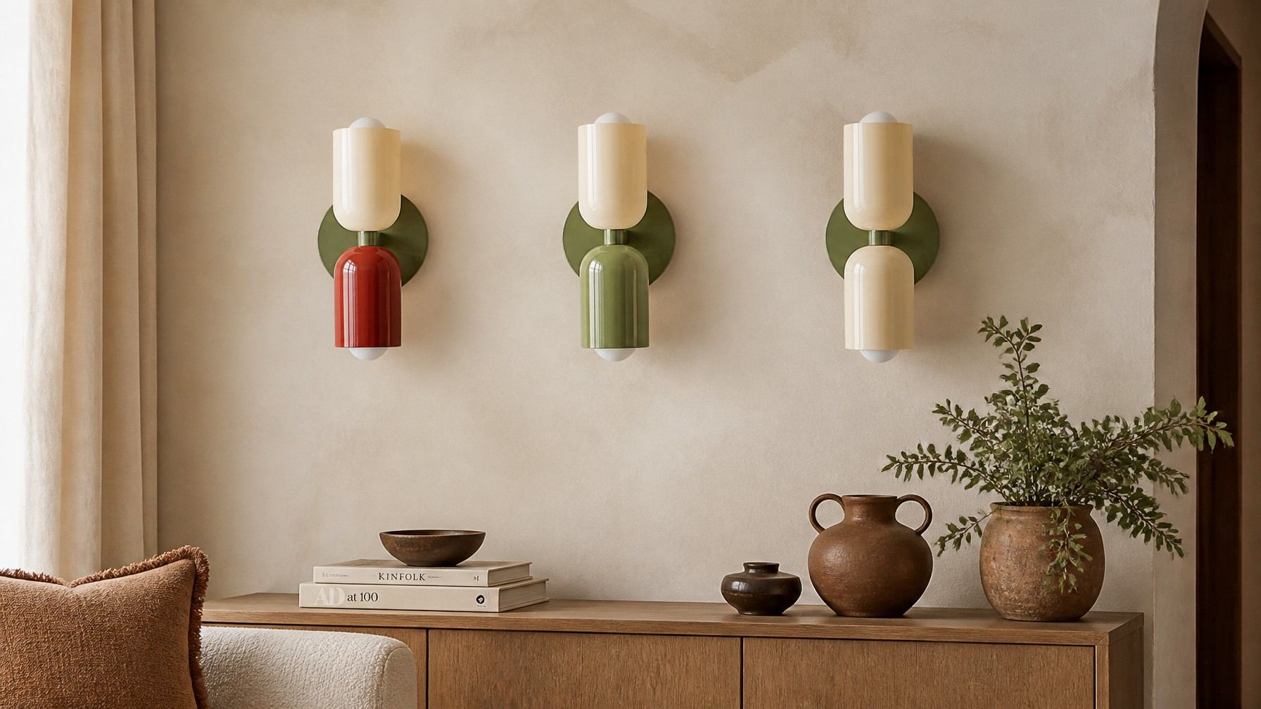 Aplique de pared nórdico minimalista Symra en un interior cálido
