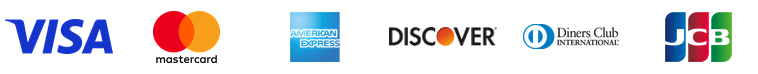 Visa, Mastercard, American Express, Discover, Diners Club, JCB