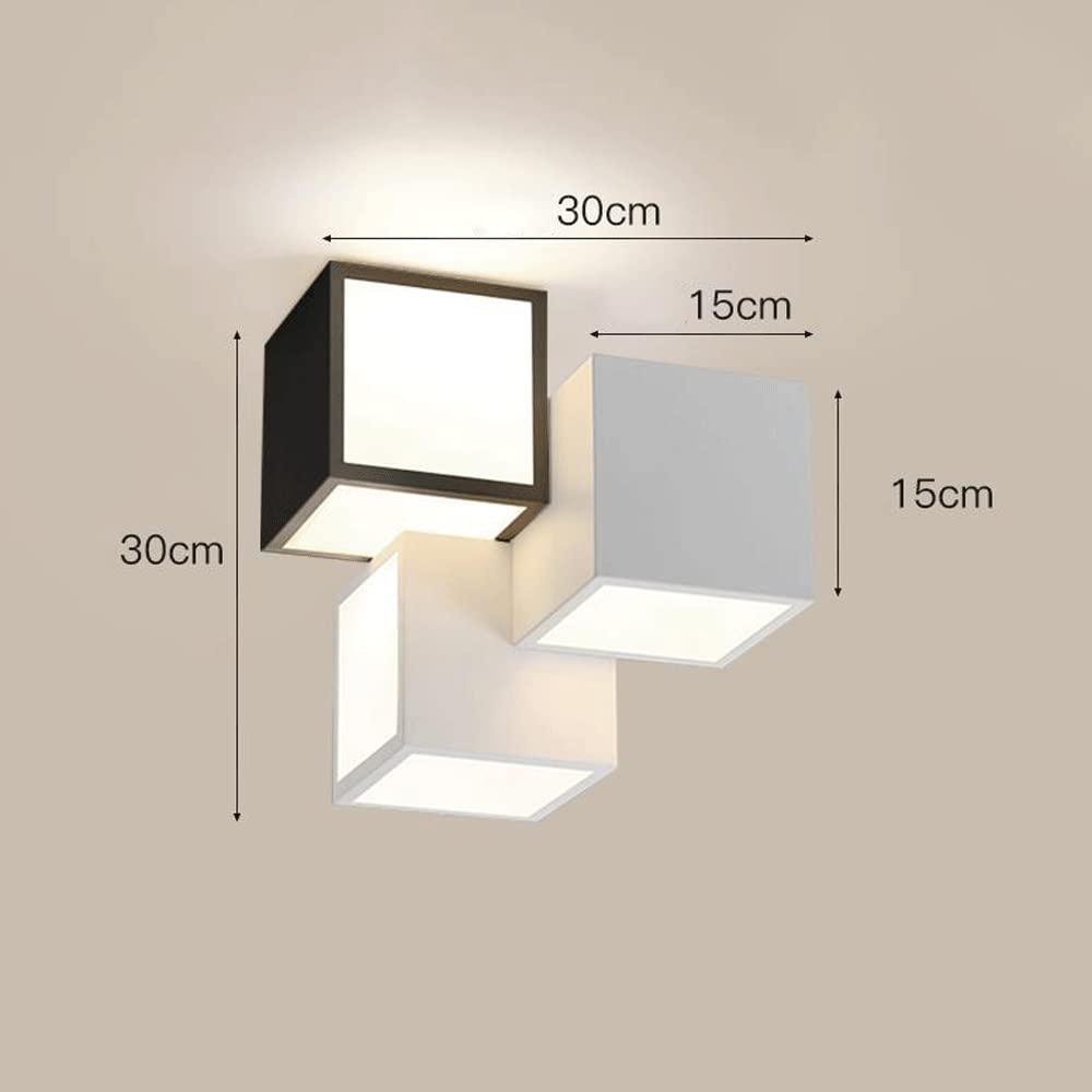 Schema dimensionale per lampada da soffitto a LED quadrata bianca e nera