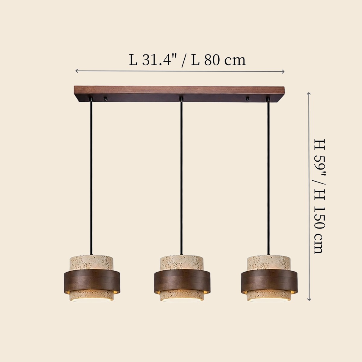 Dibujo de dimensiones para 3 lights · linear