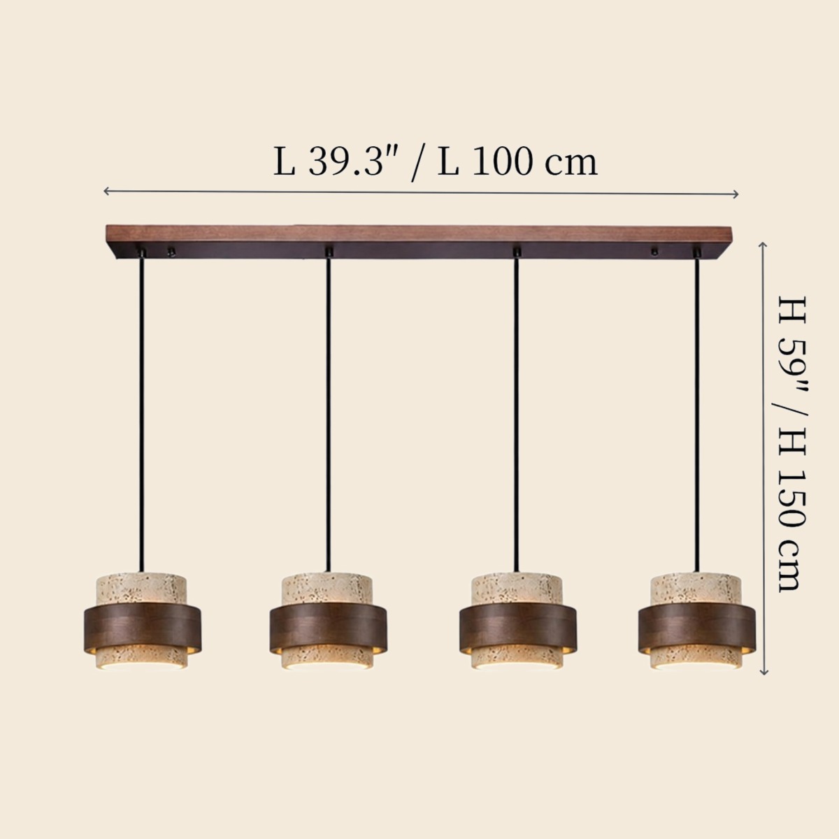 Dibujo de dimensiones para 4 lights · linear