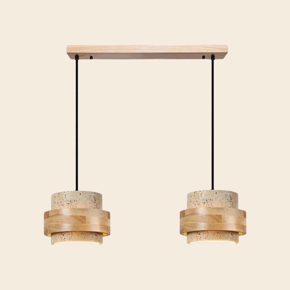 2 luces · Lineal, Madera, Beige