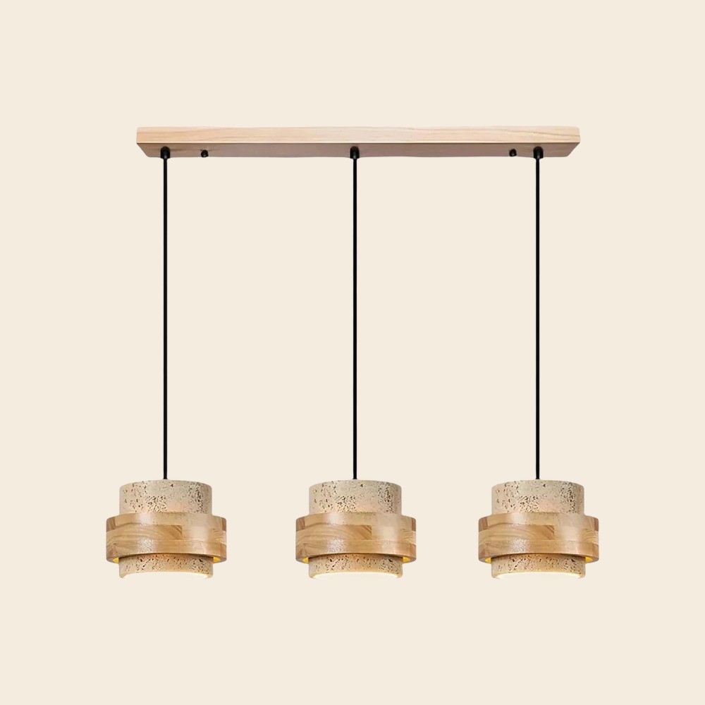 3 luces · Lineal, Madera, Beige