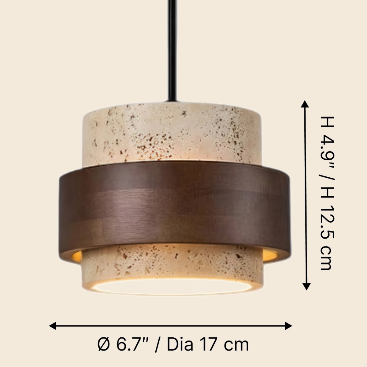 Dibujo de dimensiones para 1 light