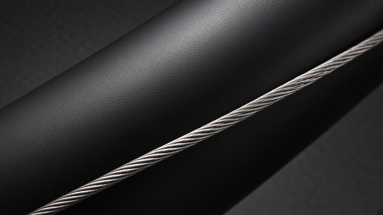 Abstract black metal and steel cable texture