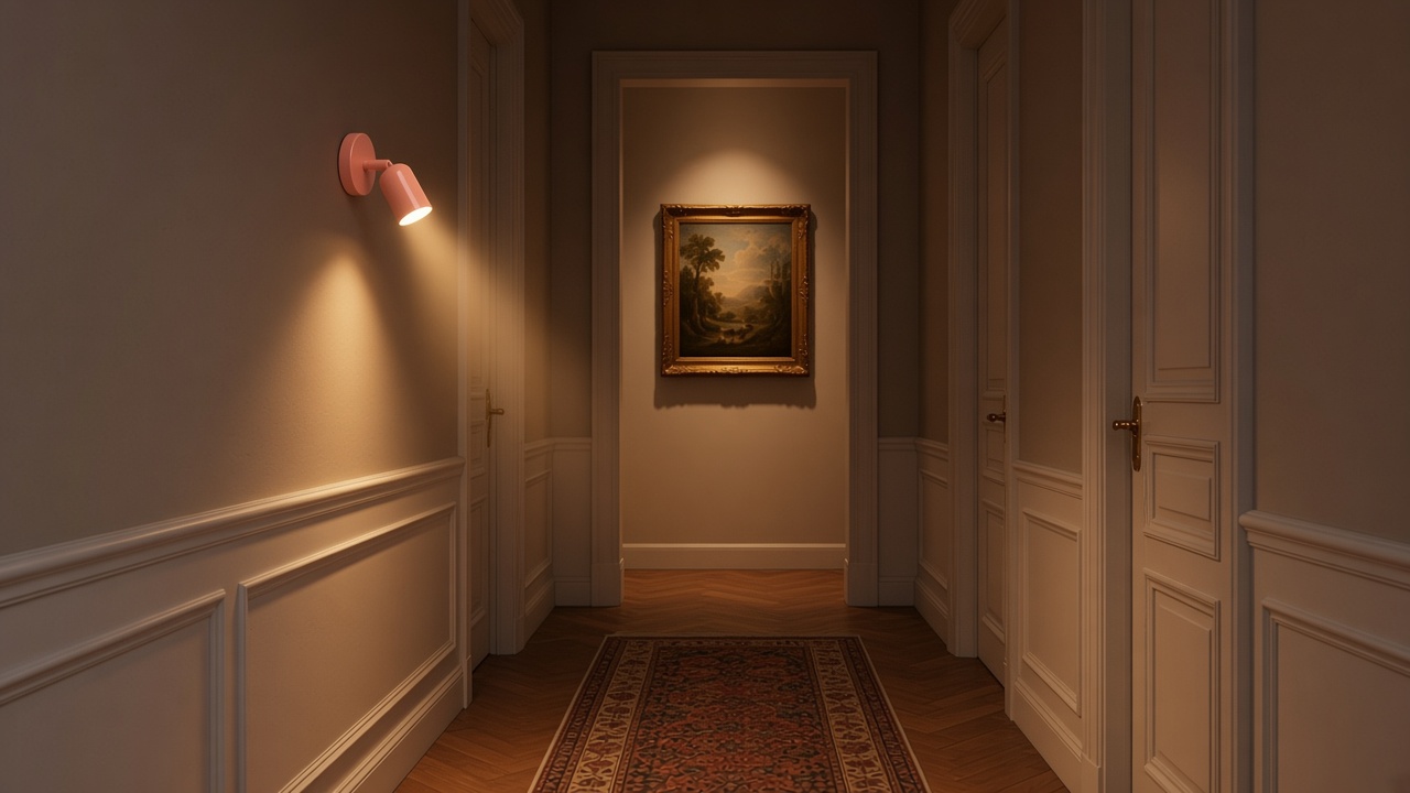 Spot mural rose dans le couloir