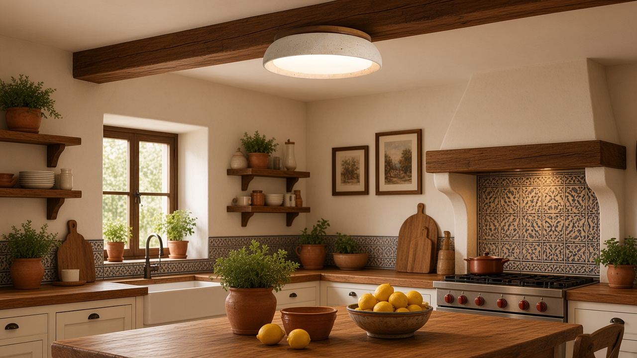 Un plafón de travertino en una cocina
