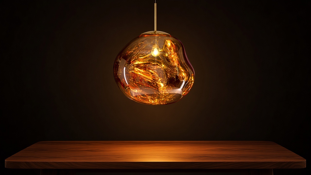 Colgante de lava dorada encendido, brillo interior