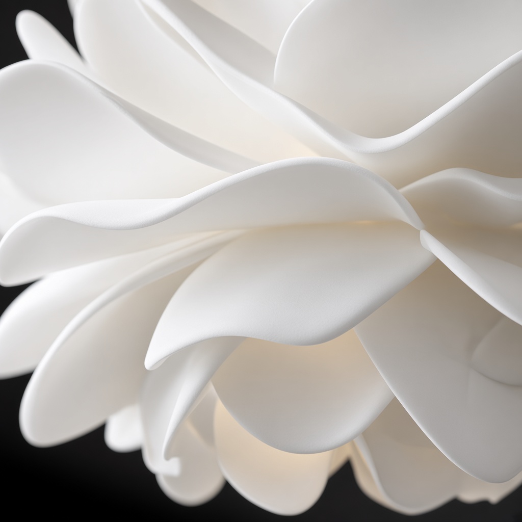 重ね合わせた白いアクリル製の蓮の花びらのクローズアップ