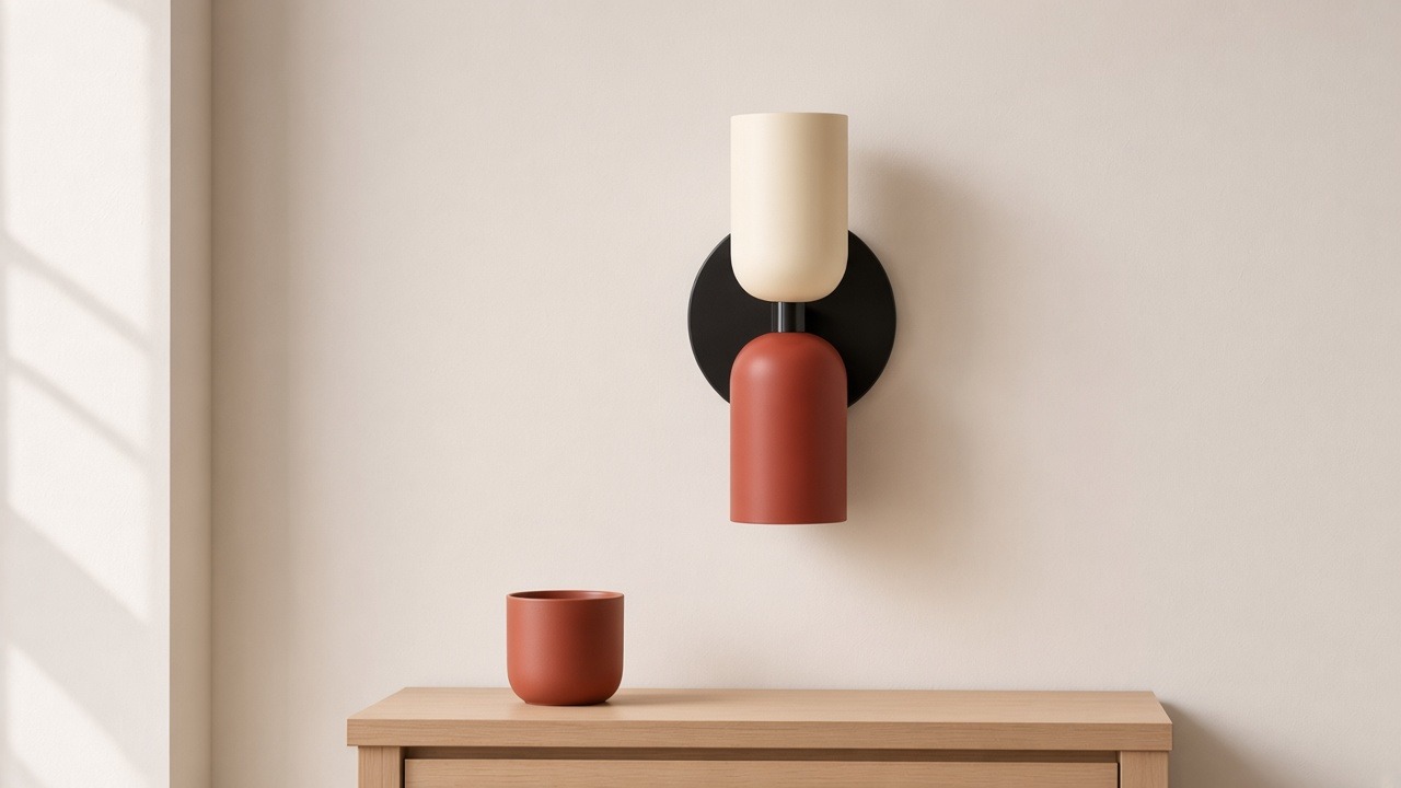 Wall sconce switched off above a console