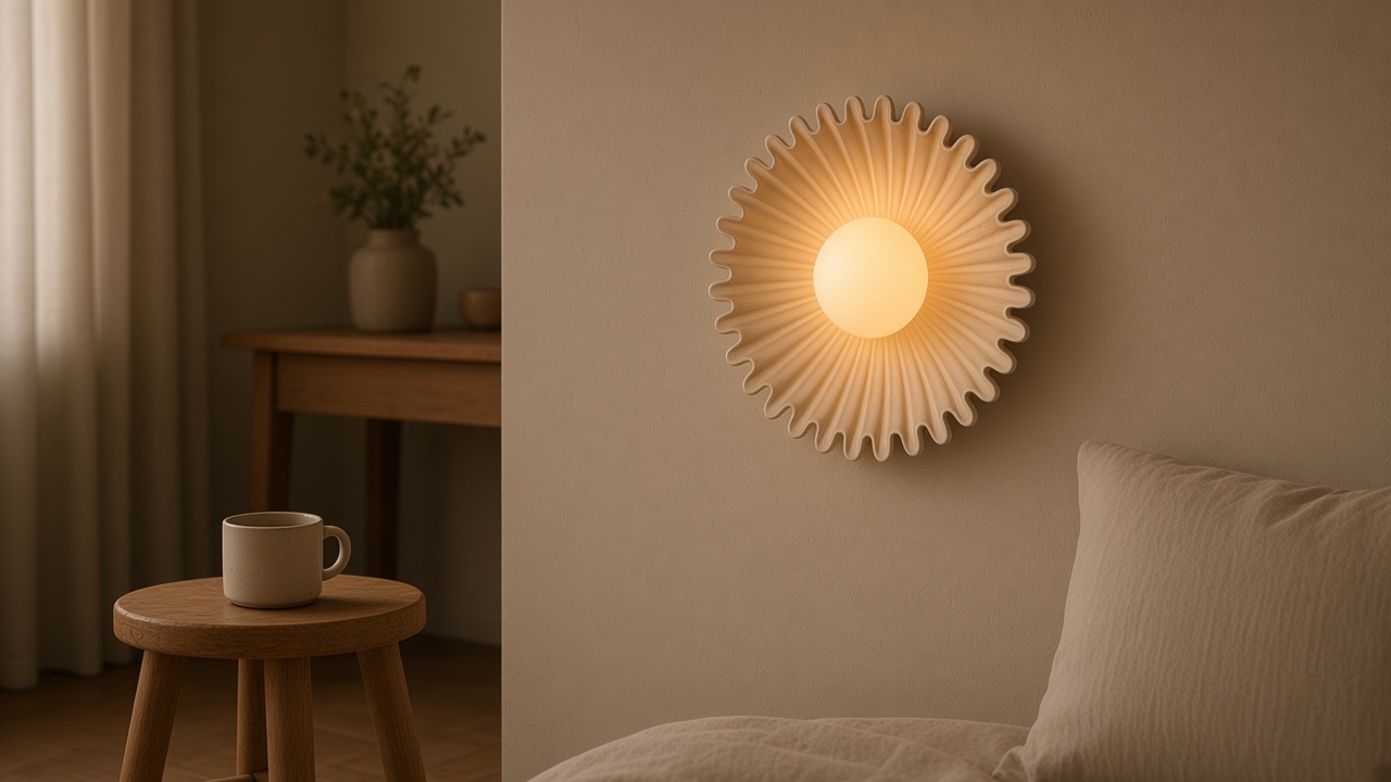 Aplique floral blanco roto encendido, luz desde la esfera