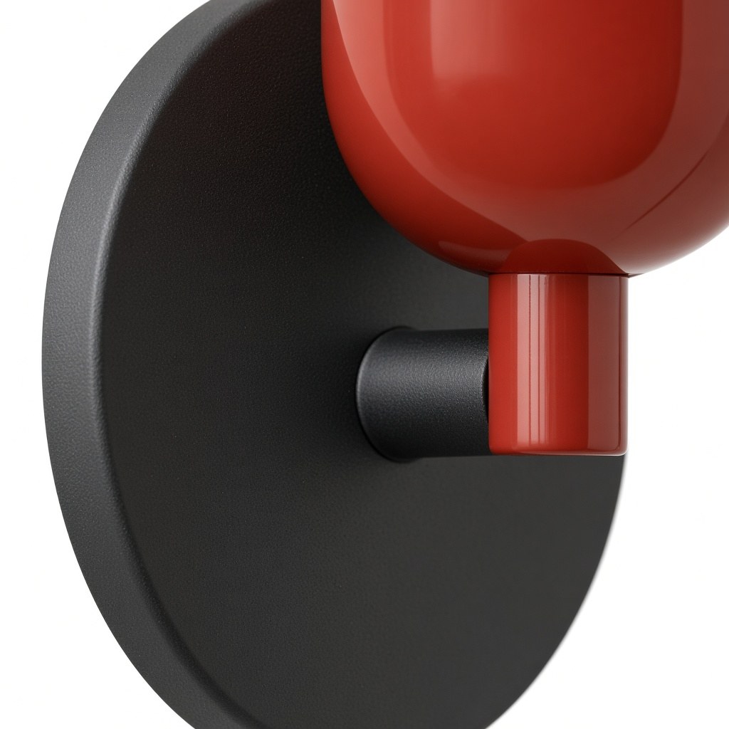 Close-up of circular backplate and stem