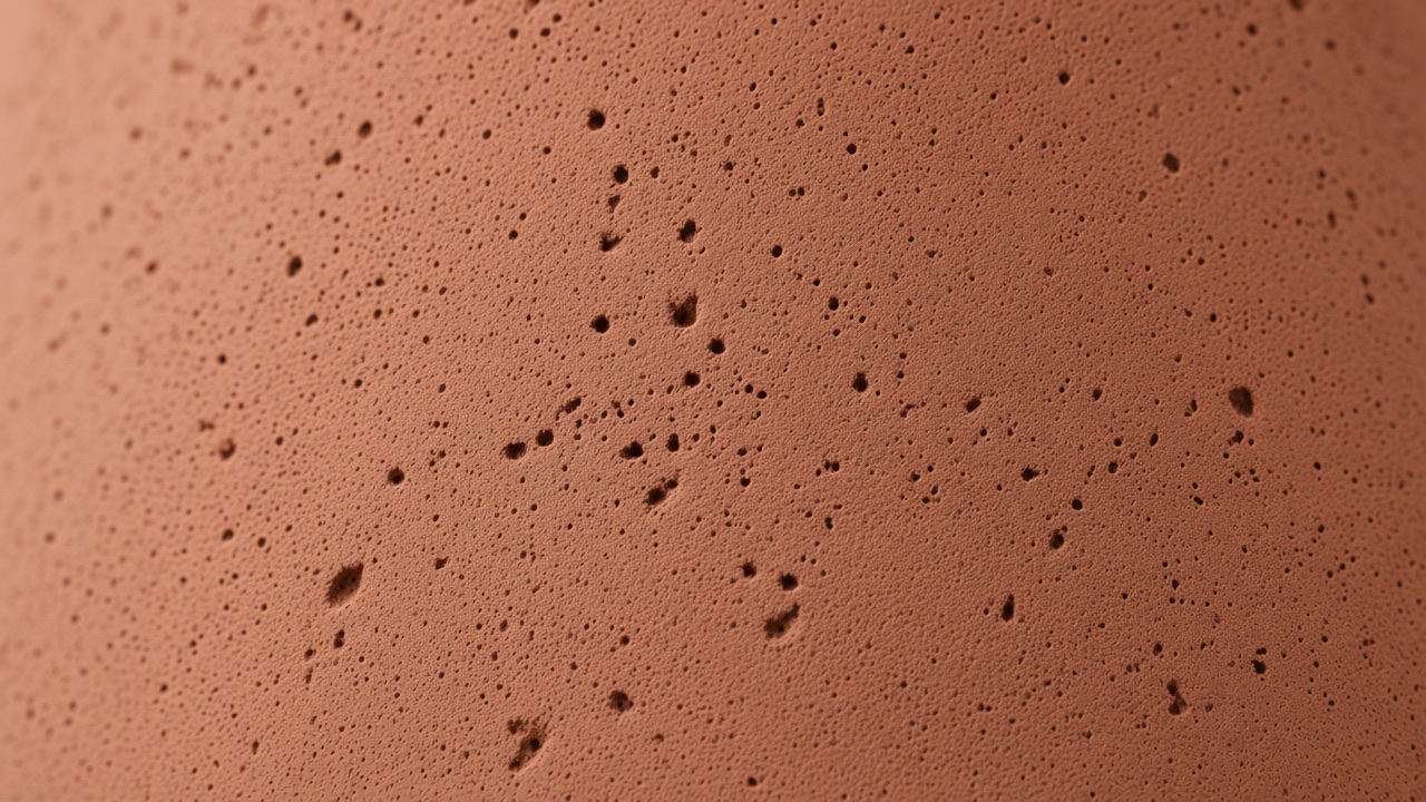 Abstracte poriënentextuur van baksteenrood beton