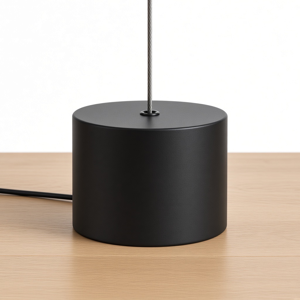 Close-up of the 11 cm black cylindrical floor base