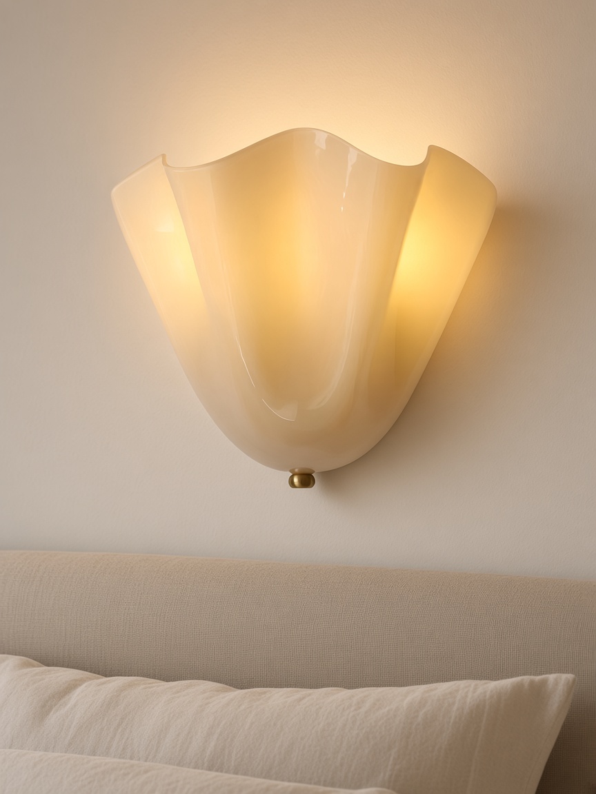 Aplique de cristal beige sobre una mesita