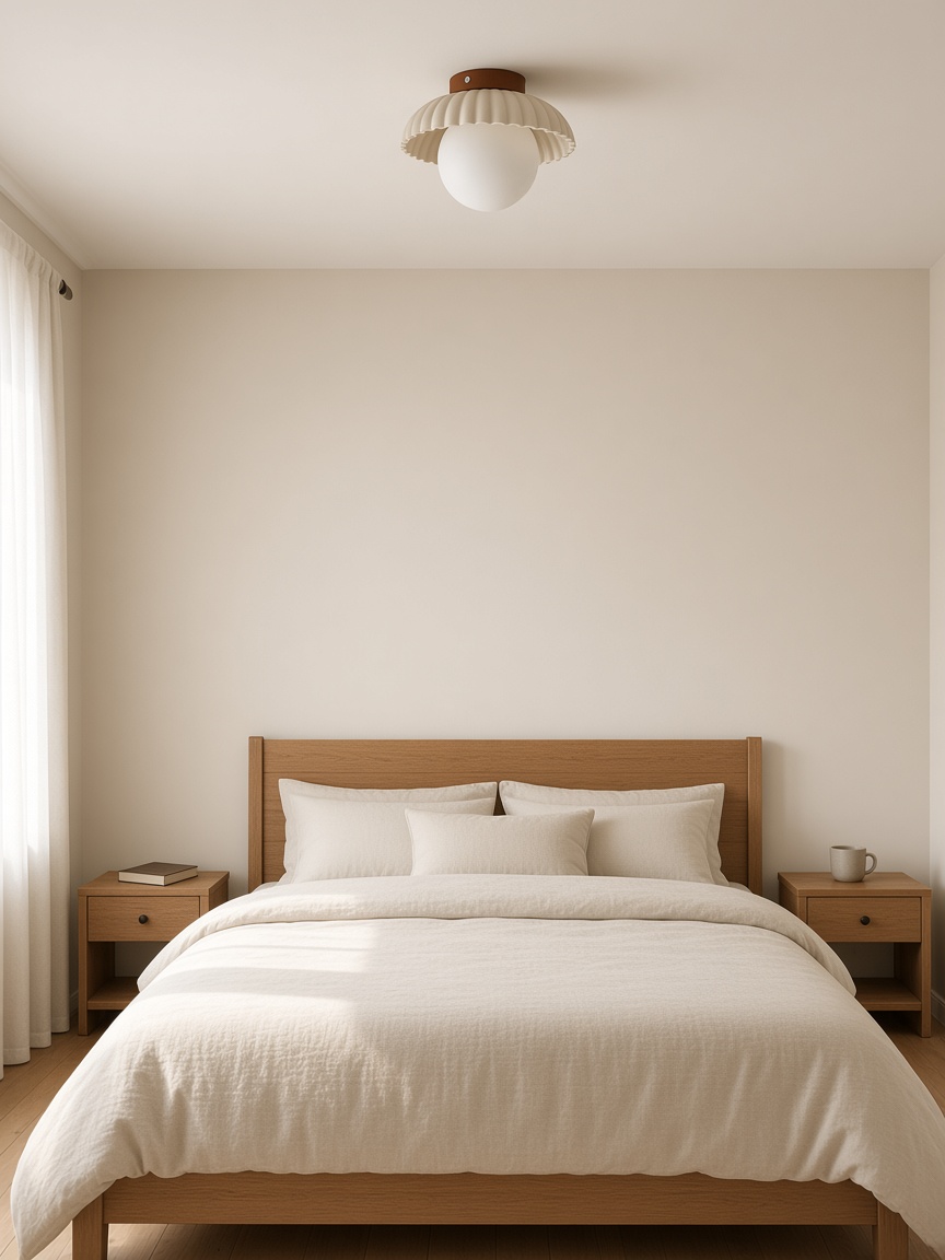 Plafón beige en un dormitorio