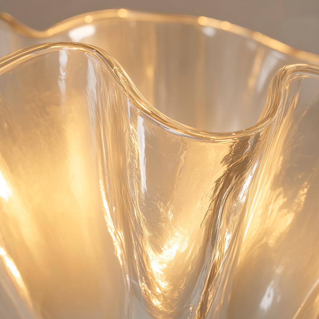 Primer plano del cristal translúcido con luz a través