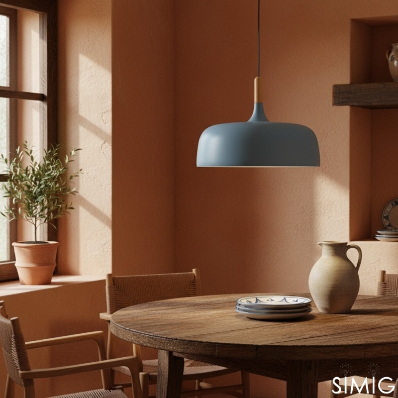 Lámpara colgante nórdica de madera y zinc Birken