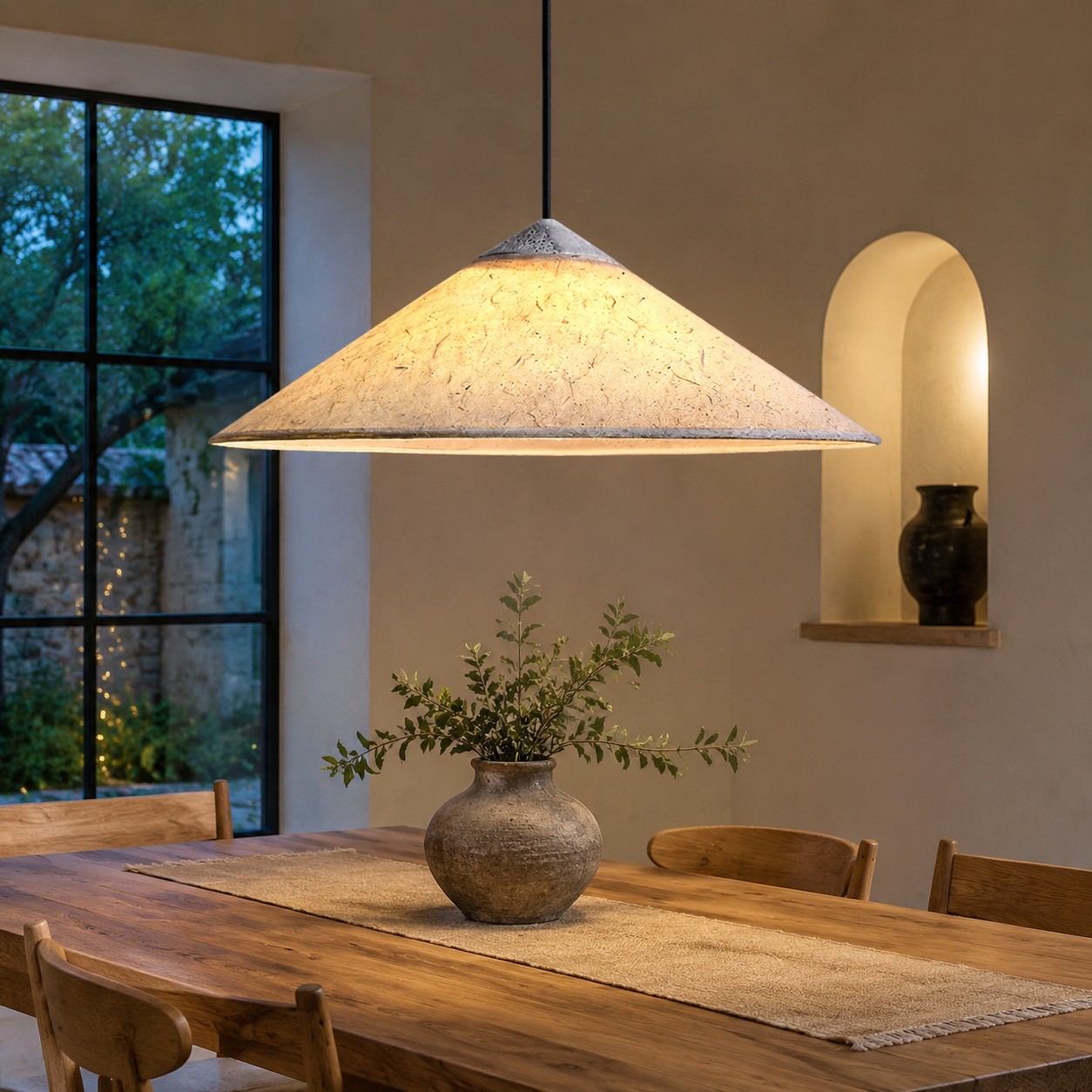 Lámpara colgante de comedor estilo Wabi-Sabi con papel Washi