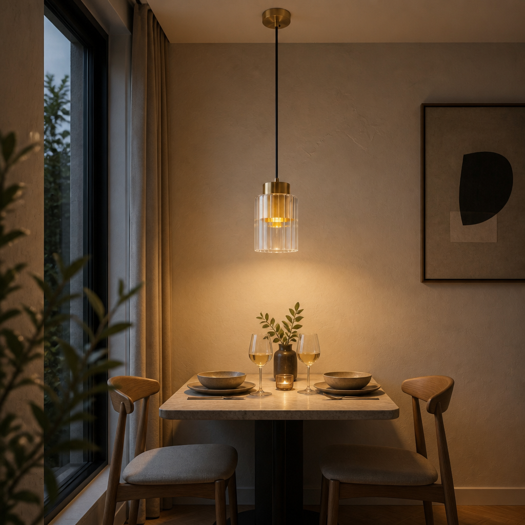 Scene G1-S3: Brass pendant over dining nook
