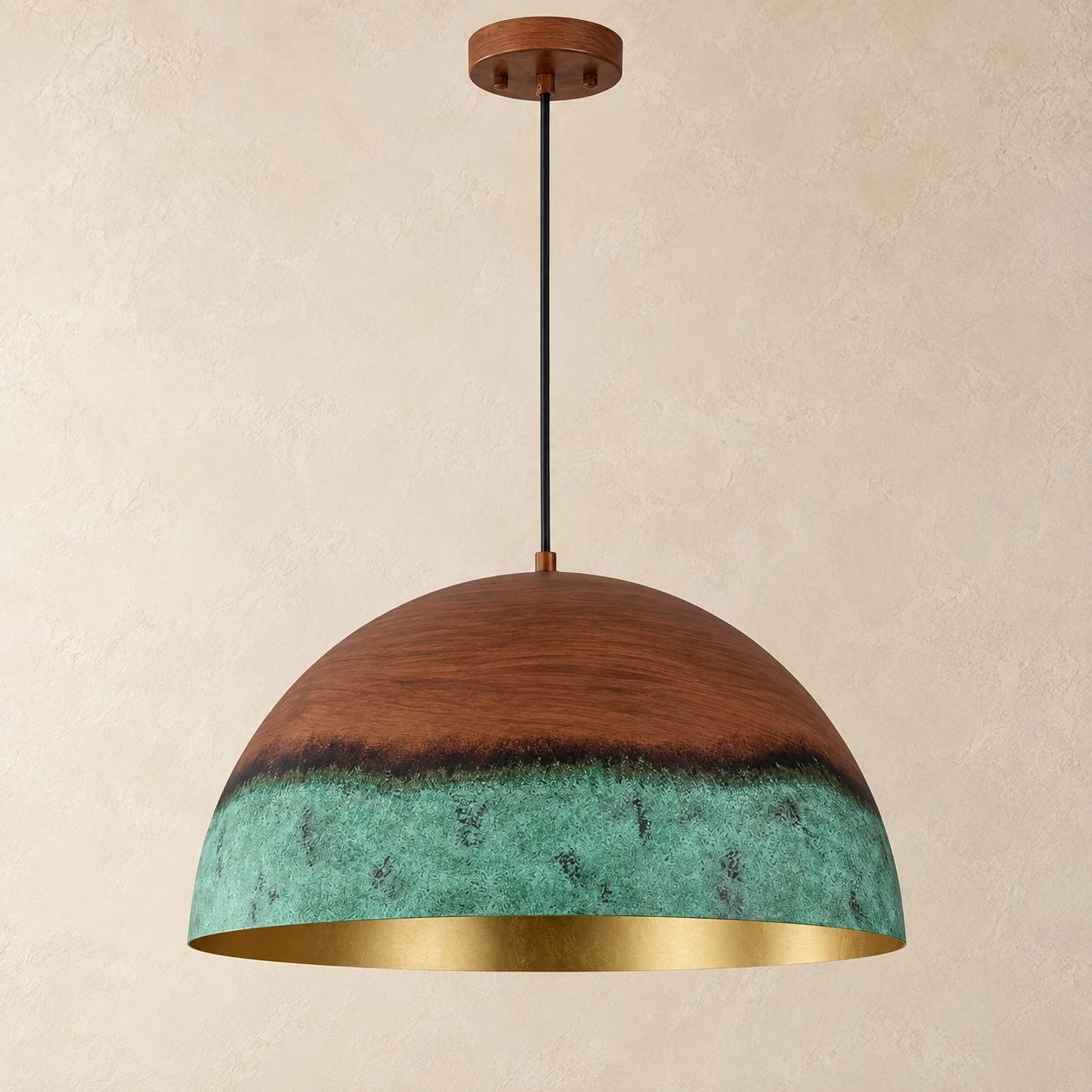 copper patina pendant light