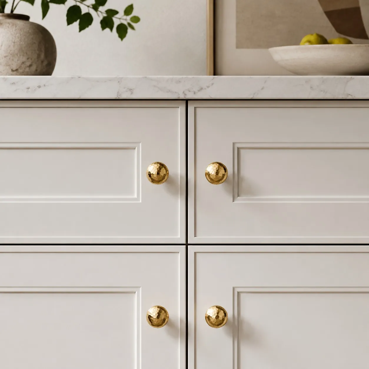 Hammered solid brass cabinet knob