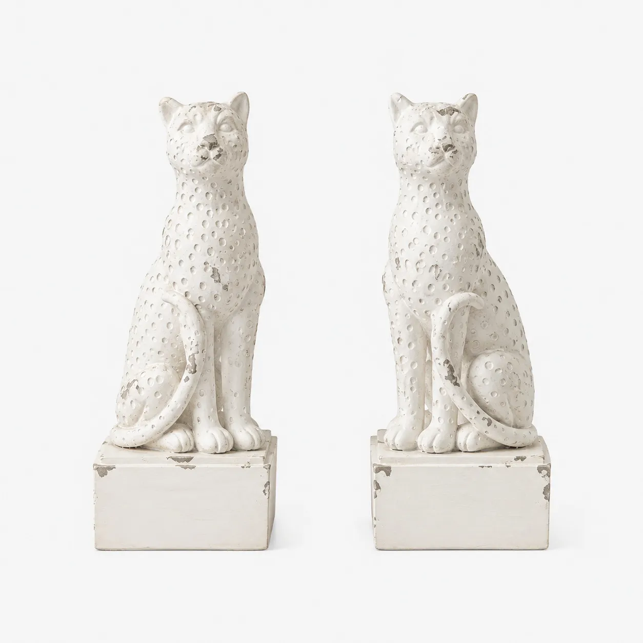 Leopard resin bookend pair