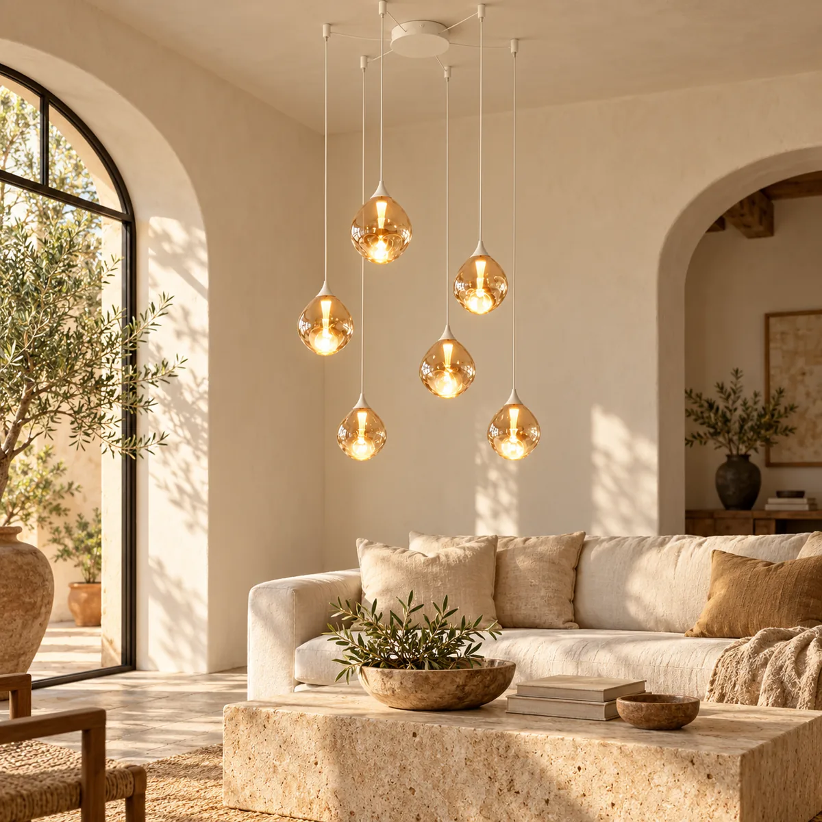 Warm Dining Cluster in Mouth-Blown Glass