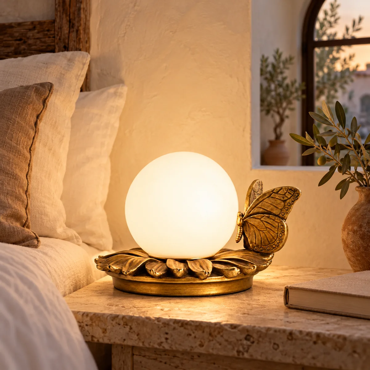 Afternoon Table Lamp with a Cast Butterfly