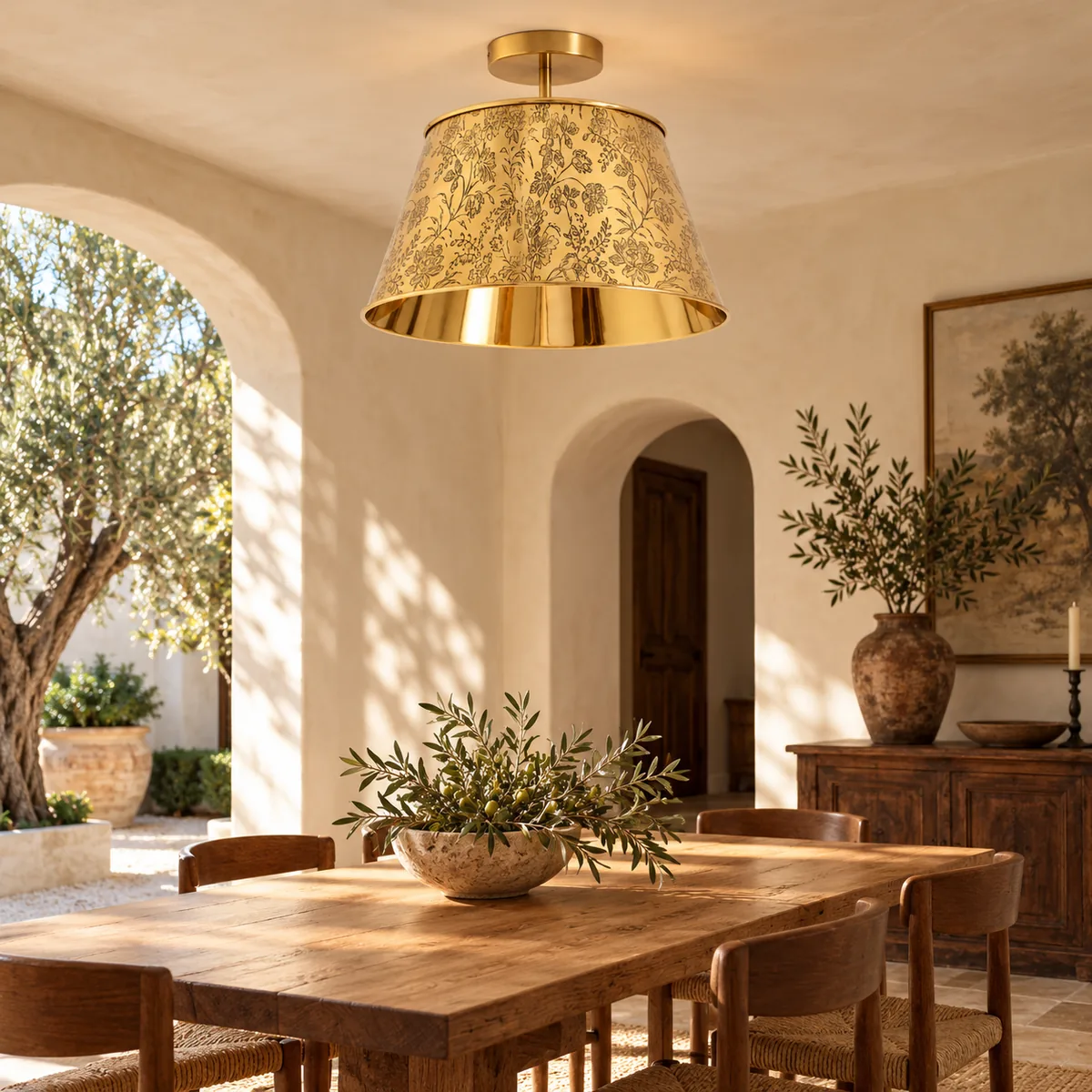 Warm Floral Ceiling Light
