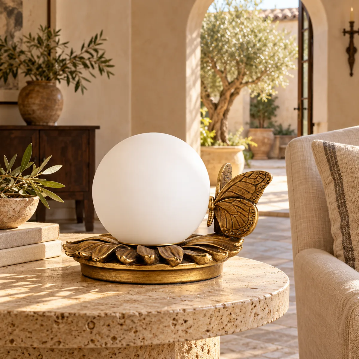 Afternoon Table Lamp with a Cast Butterfly