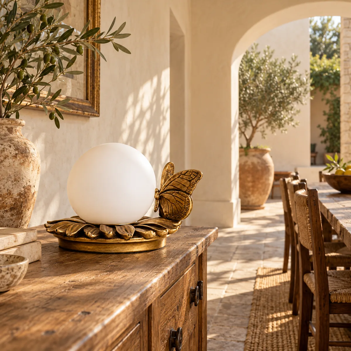 Afternoon Table Lamp with a Cast Butterfly
