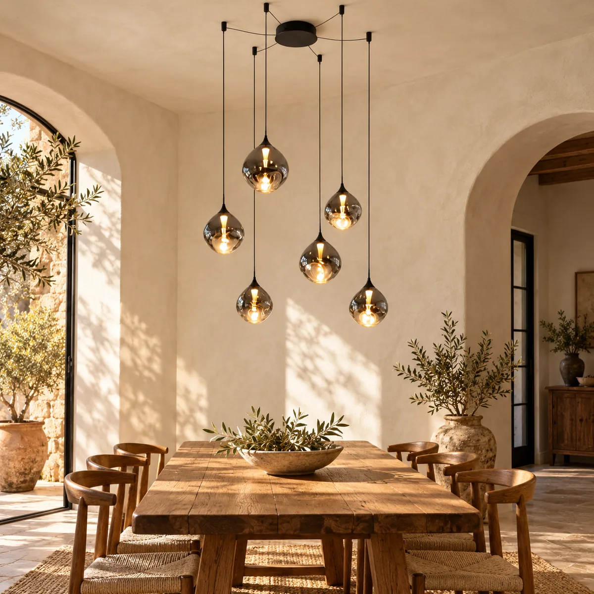 Warm Dining Cluster in Mouth-Blown Glass