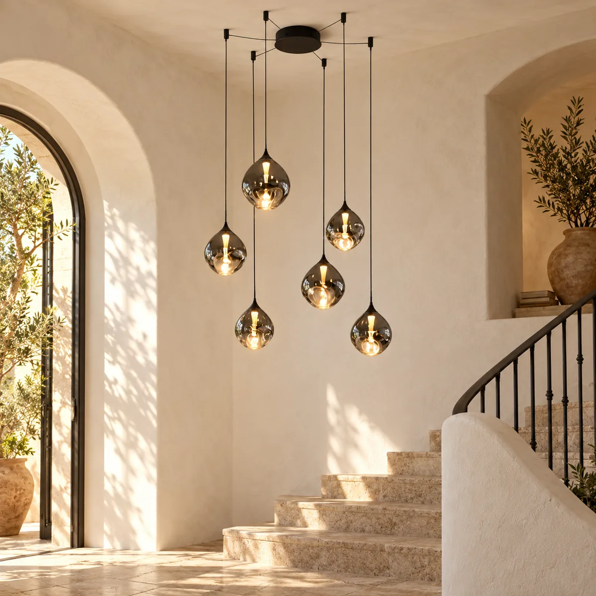 Warm Dining Cluster in Mouth-Blown Glass